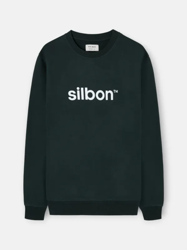 Silbon flock sweatshirt dark green made by Silbon
