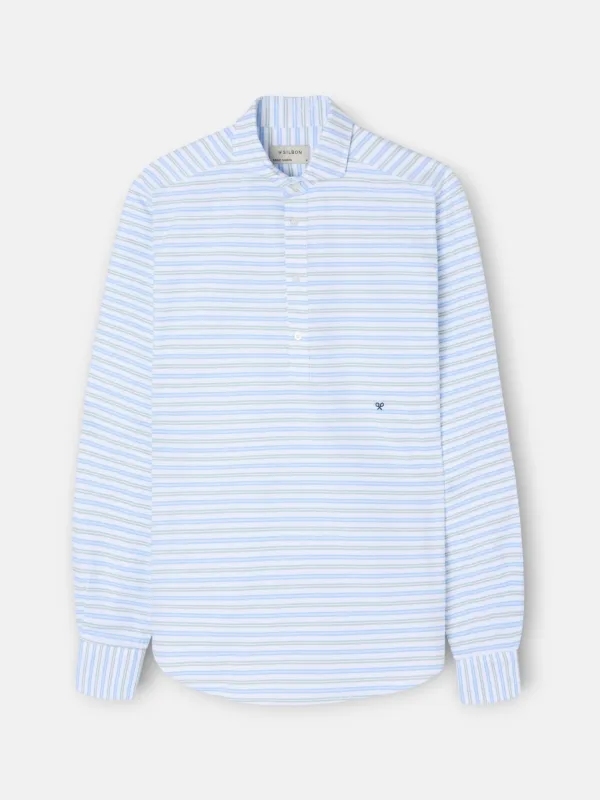 Oxford sport polo shirt with multicolored blue and green stripes sold by Silbon