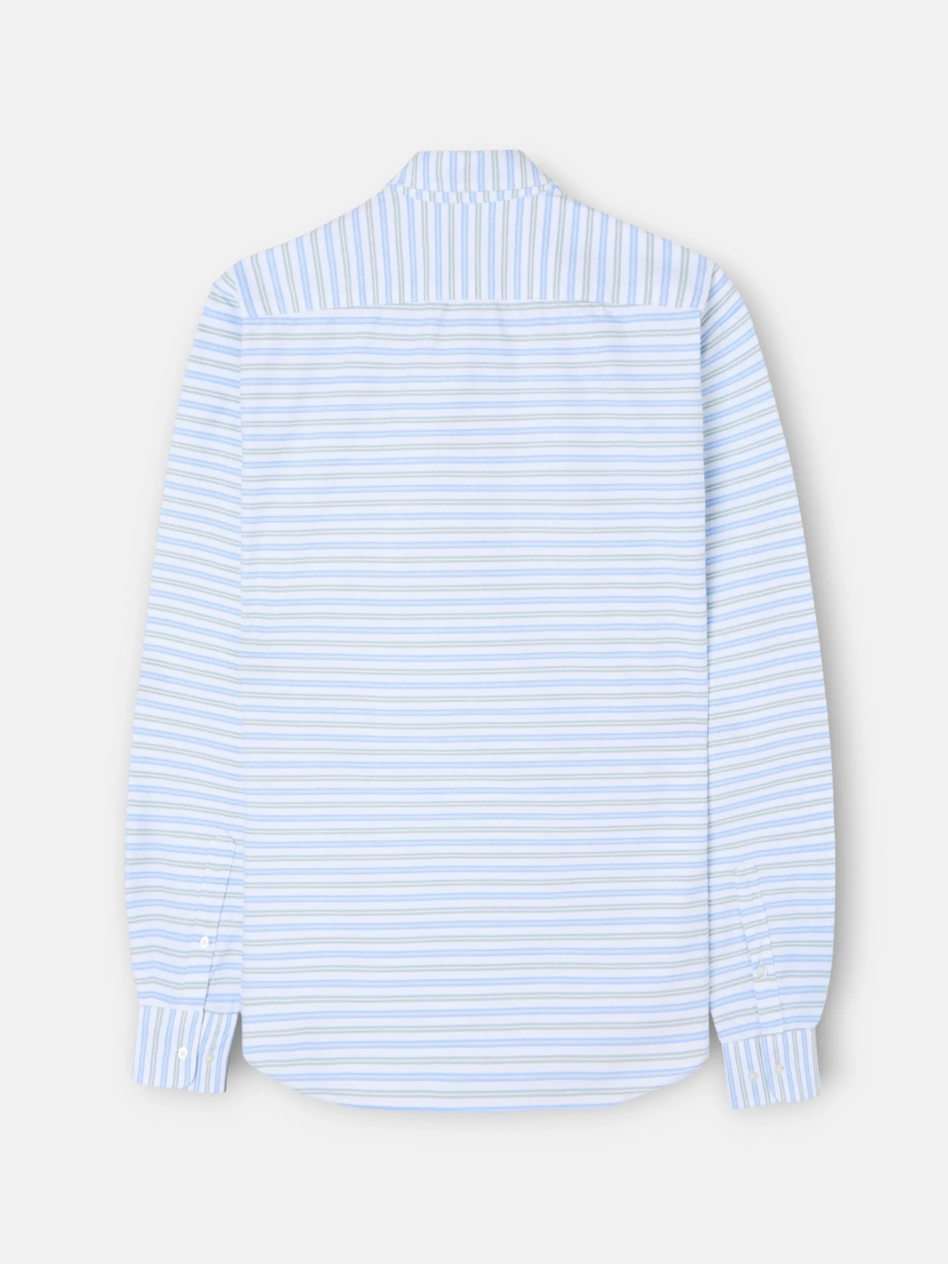 Oxford sport polo shirt with multicolored blue and green stripes sold by Silbon product image thumbnail 3