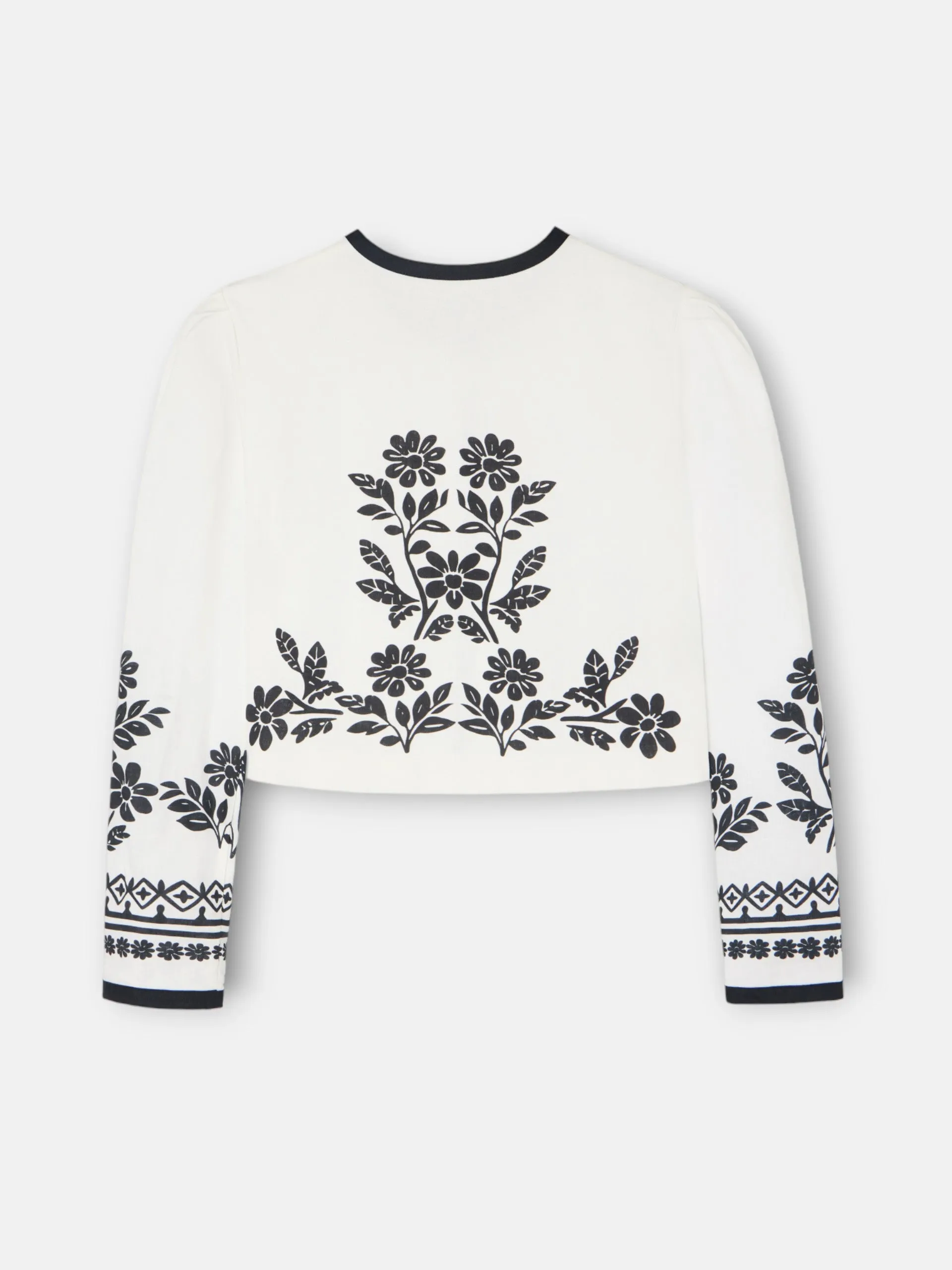 Short white printed linen jacket sold by Silbon product image thumbnail 4