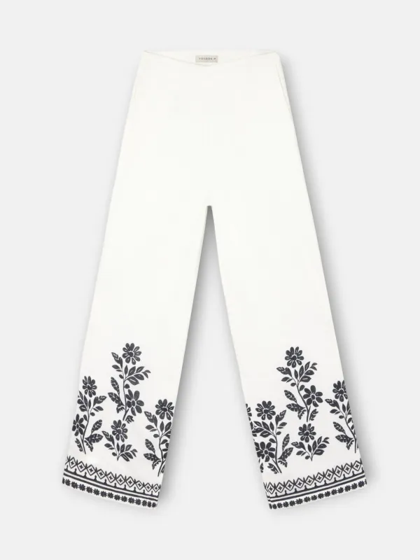 White floral print trousers made by Silbon
