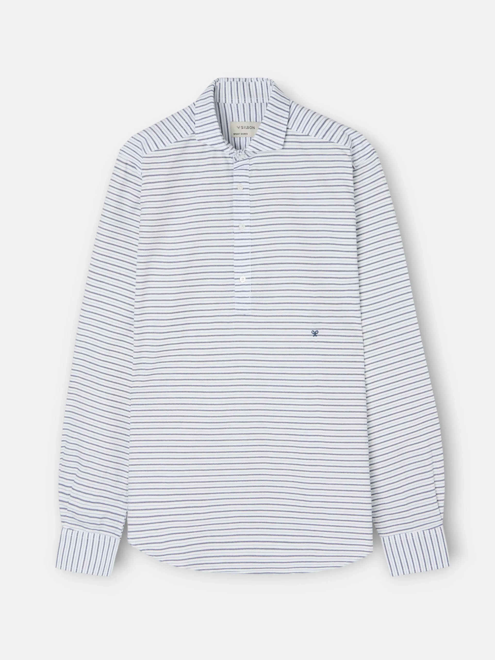 Multicolor blue striped oxford sport polo sold by Silbon