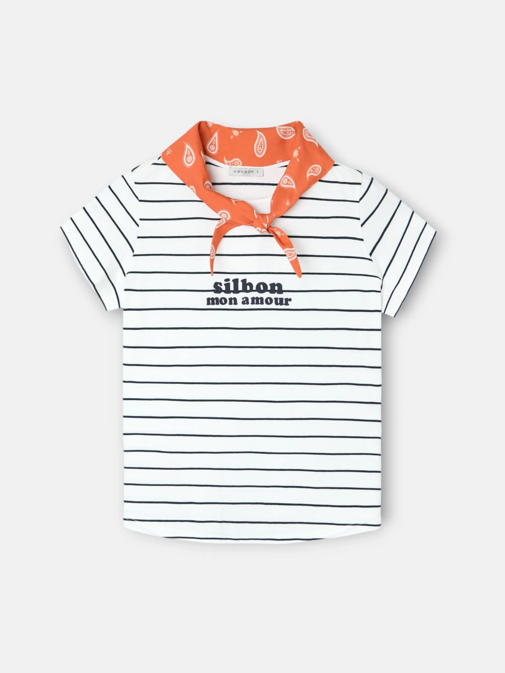 Women's T-shirt with Silbon bandana appliqué blue sold by Silbon product image thumbnail 5