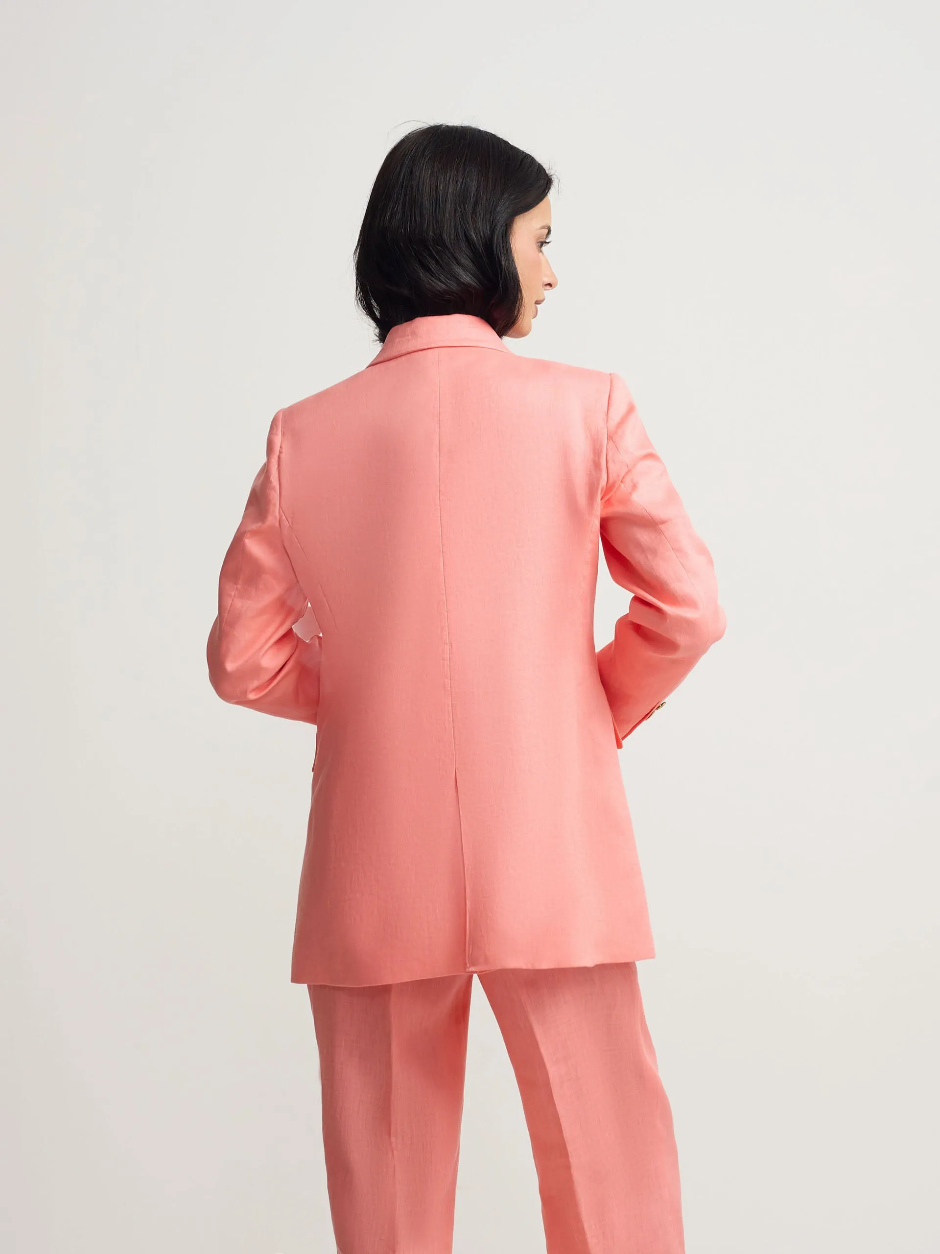 Classic double-breasted coral blazer sold by Silbon product image thumbnail 4