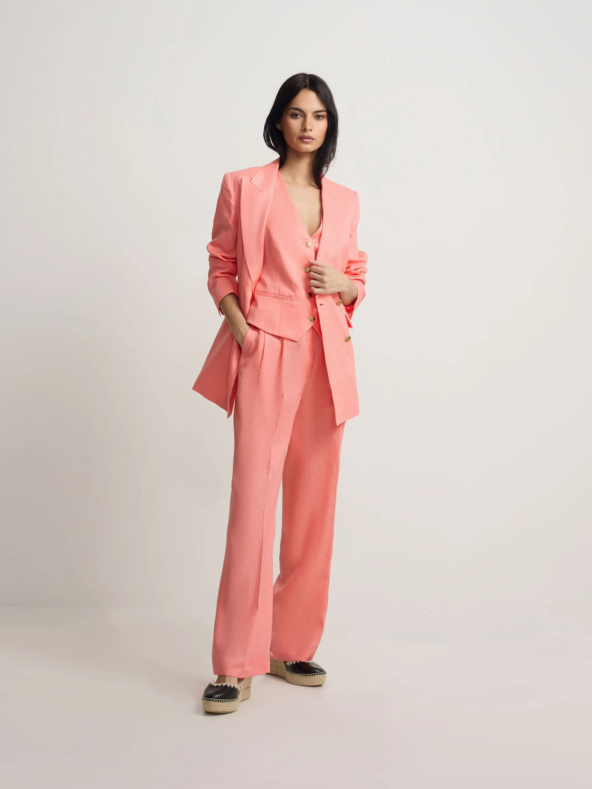 Classic double-breasted coral blazer sold by Silbon product image thumbnail 3