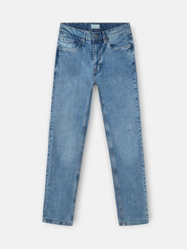 Medium blue denim sport pants made by Silbon