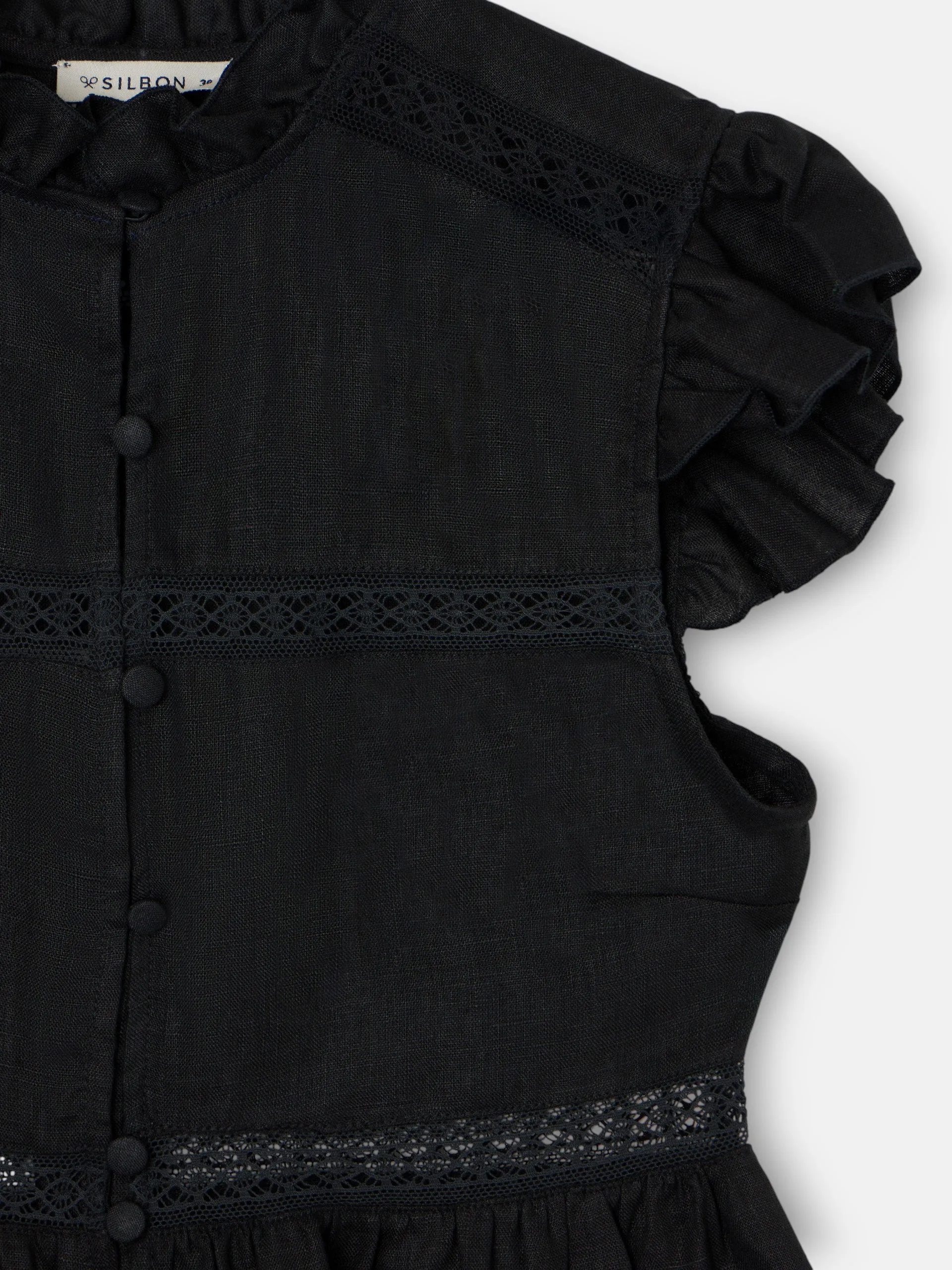 Black blouse with embroidered details sold by Silbon product image thumbnail 2