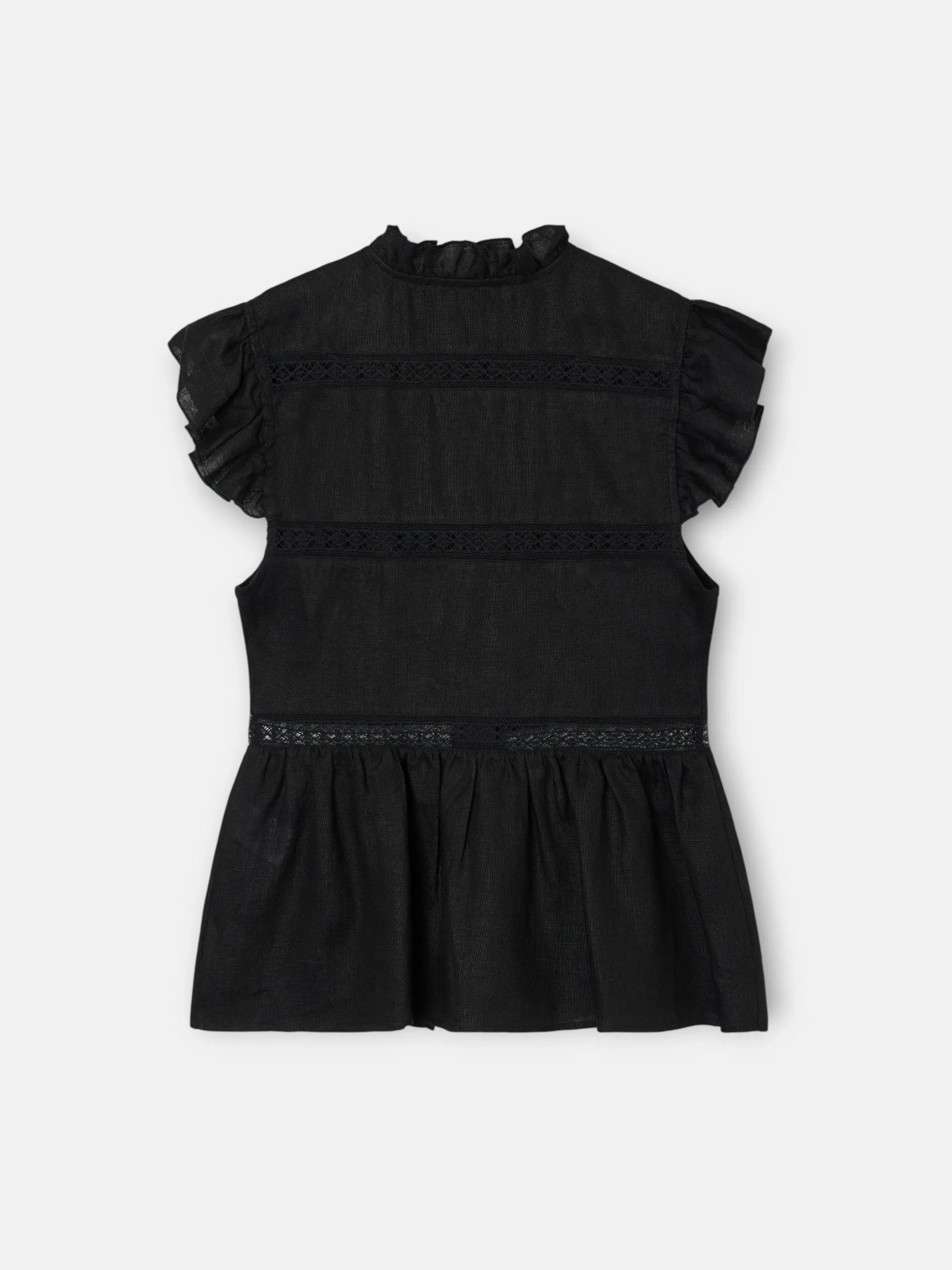 Black blouse with embroidered details sold by Silbon product image thumbnail 3