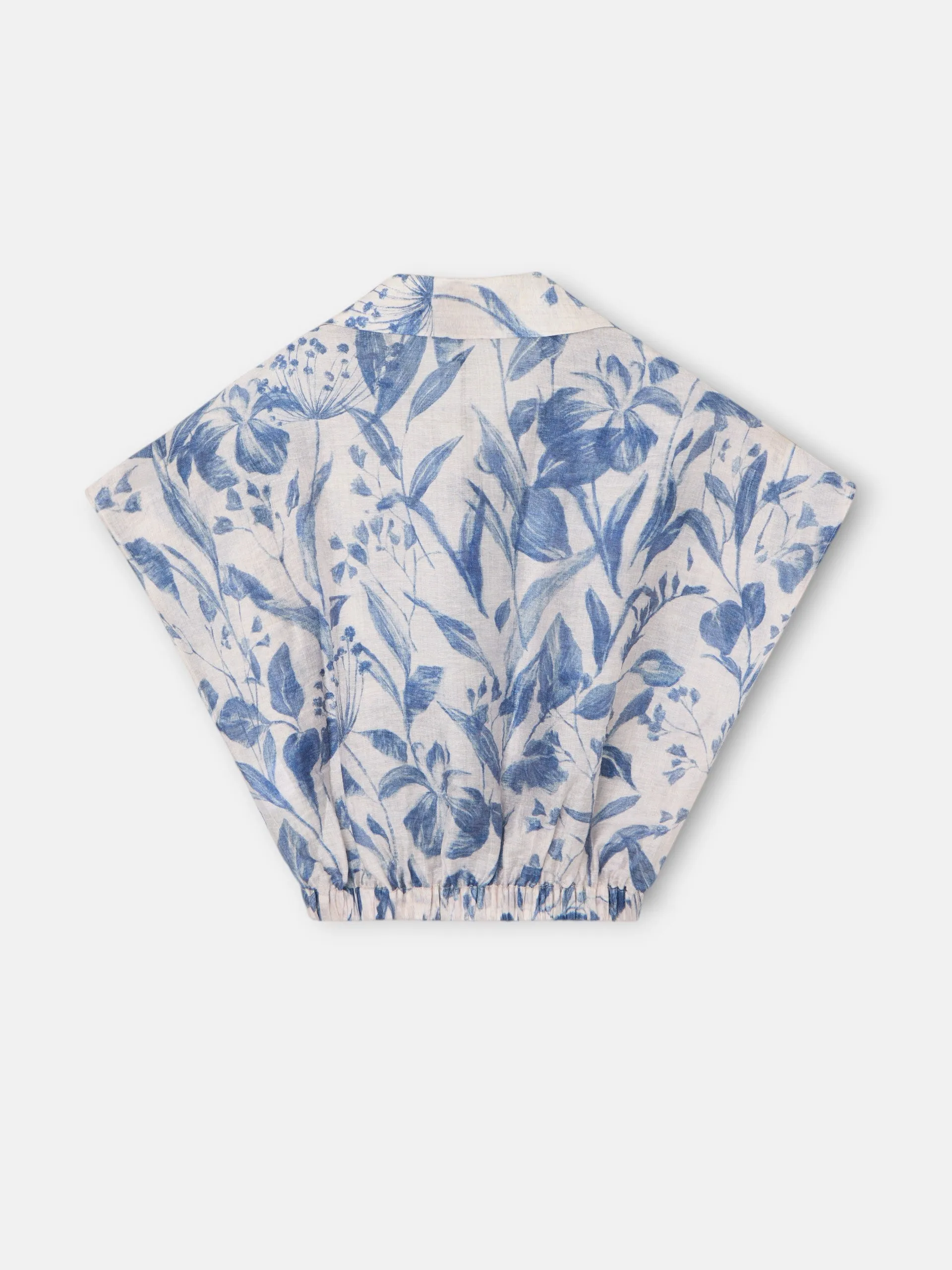Blue flower print short blouse sold by Silbon product image thumbnail 3