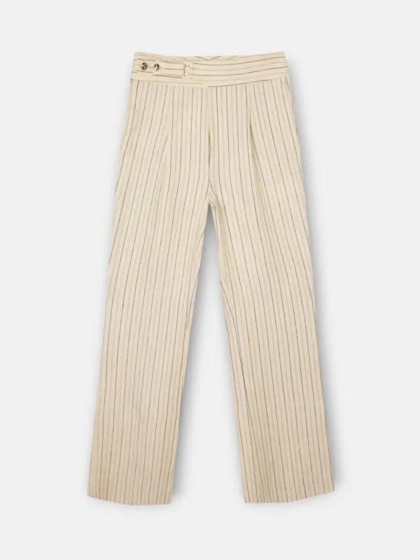 Raw trousers with blue stripes made by Silbon