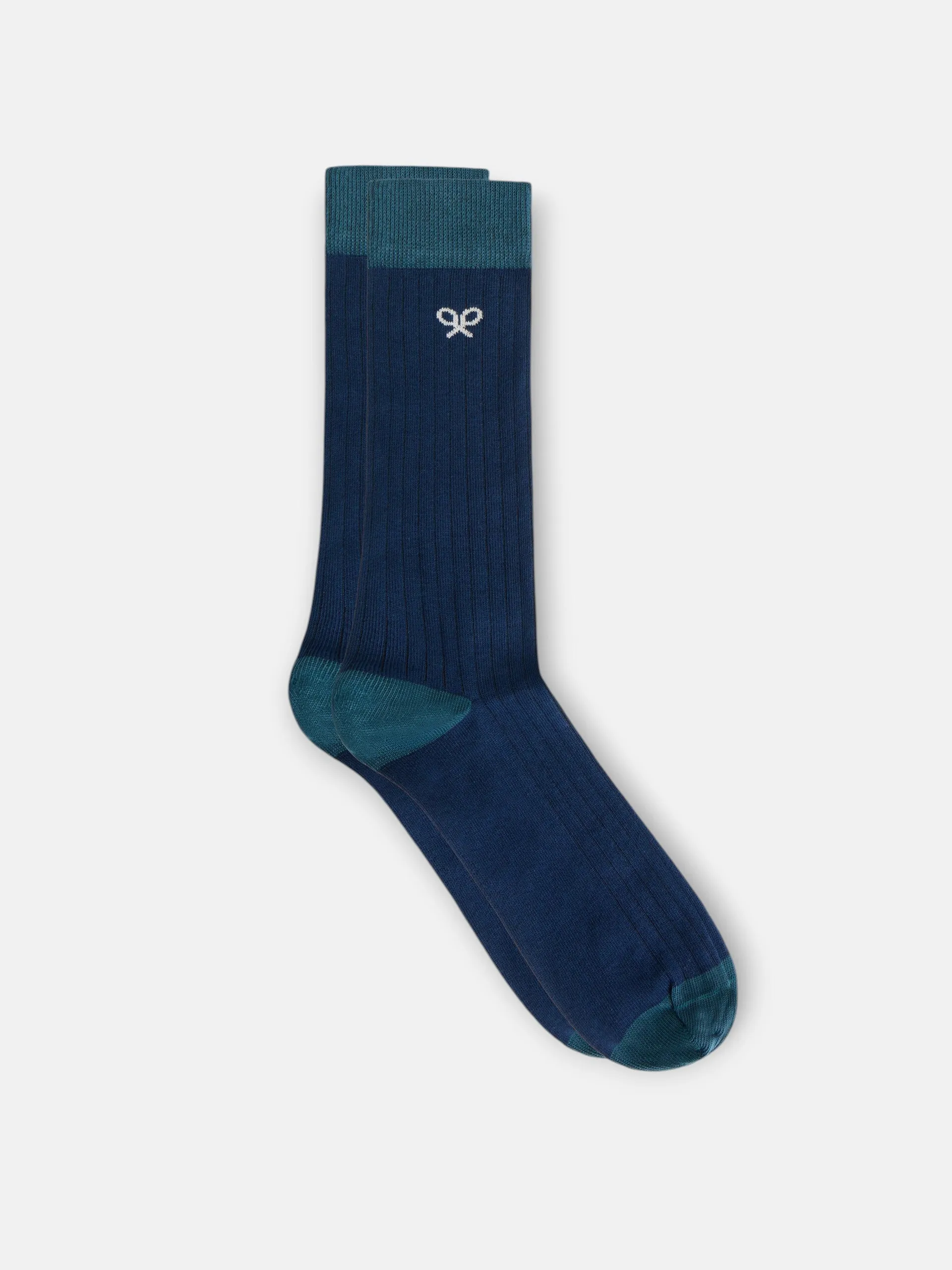 Navy blue trim sock sold by Silbon