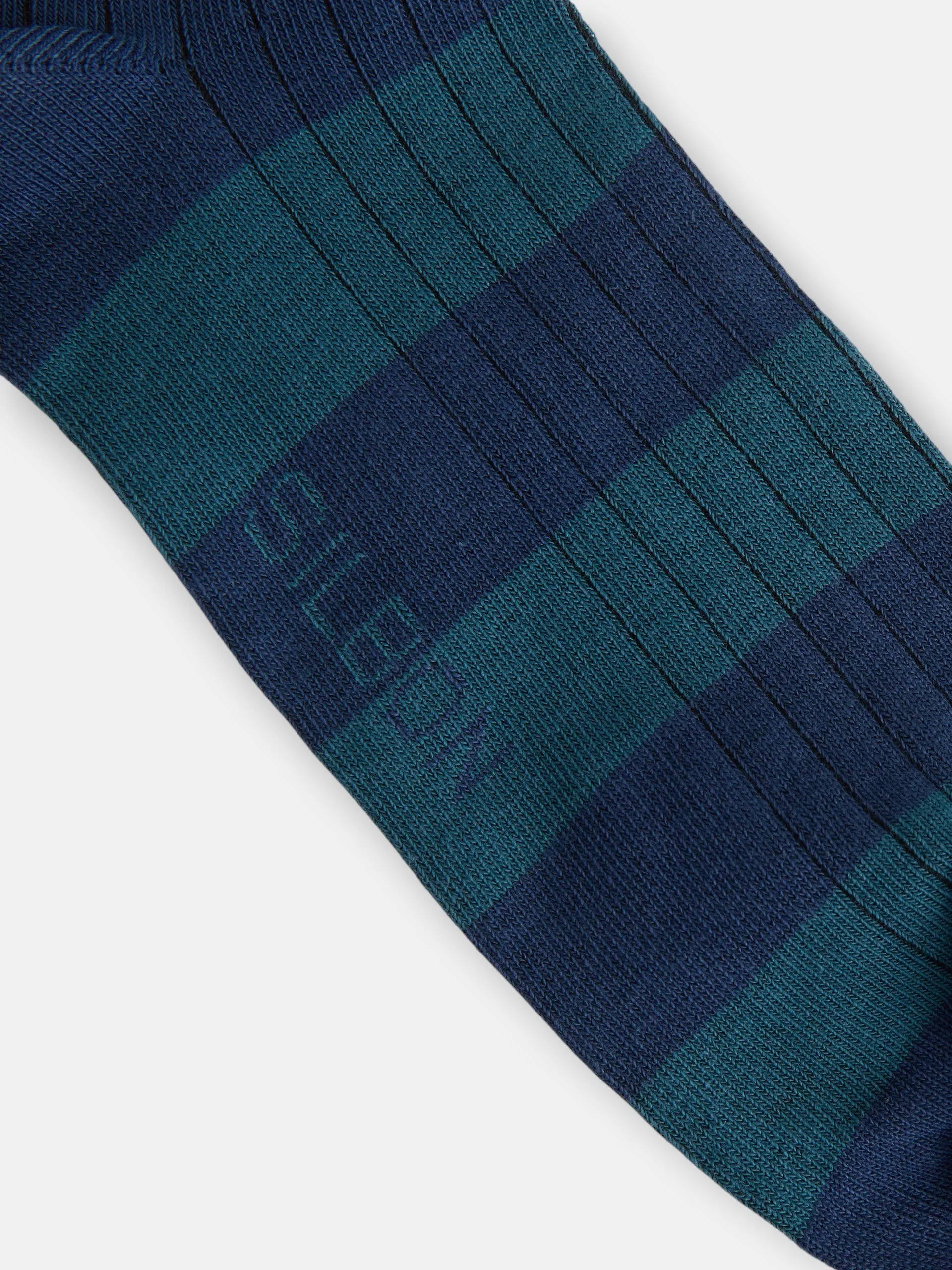 Two-tone blue wide striped sock sold by Silbon product image thumbnail 2