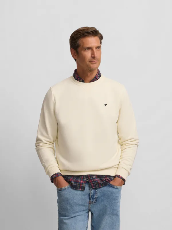 Cream mini logo sweatshirt made by Silbon