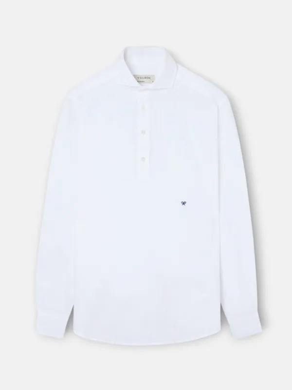 White linen sports shirt made by Silbon