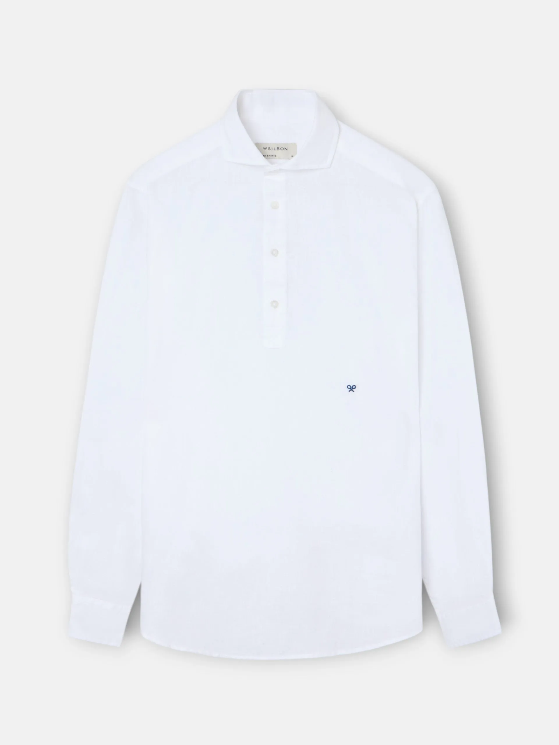 White linen sport polo sold by Silbon