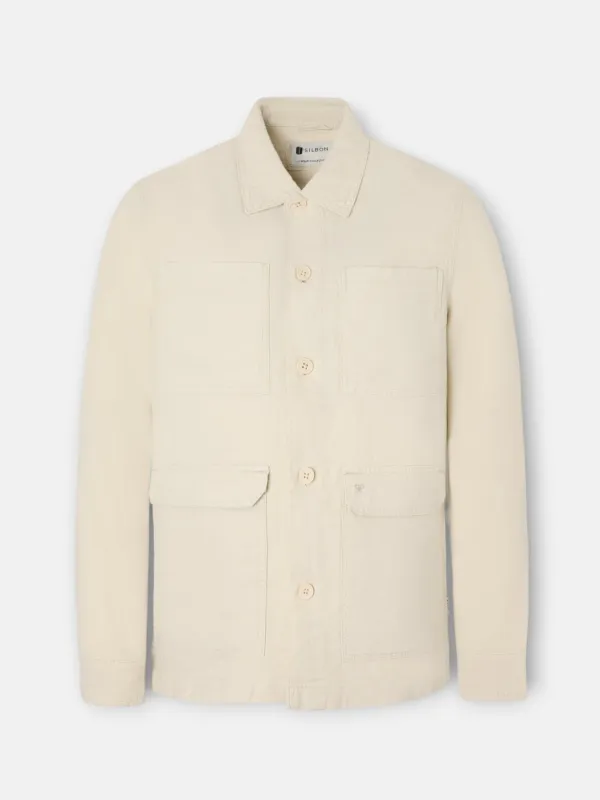 Medium beige linen overshirt made by Silbon