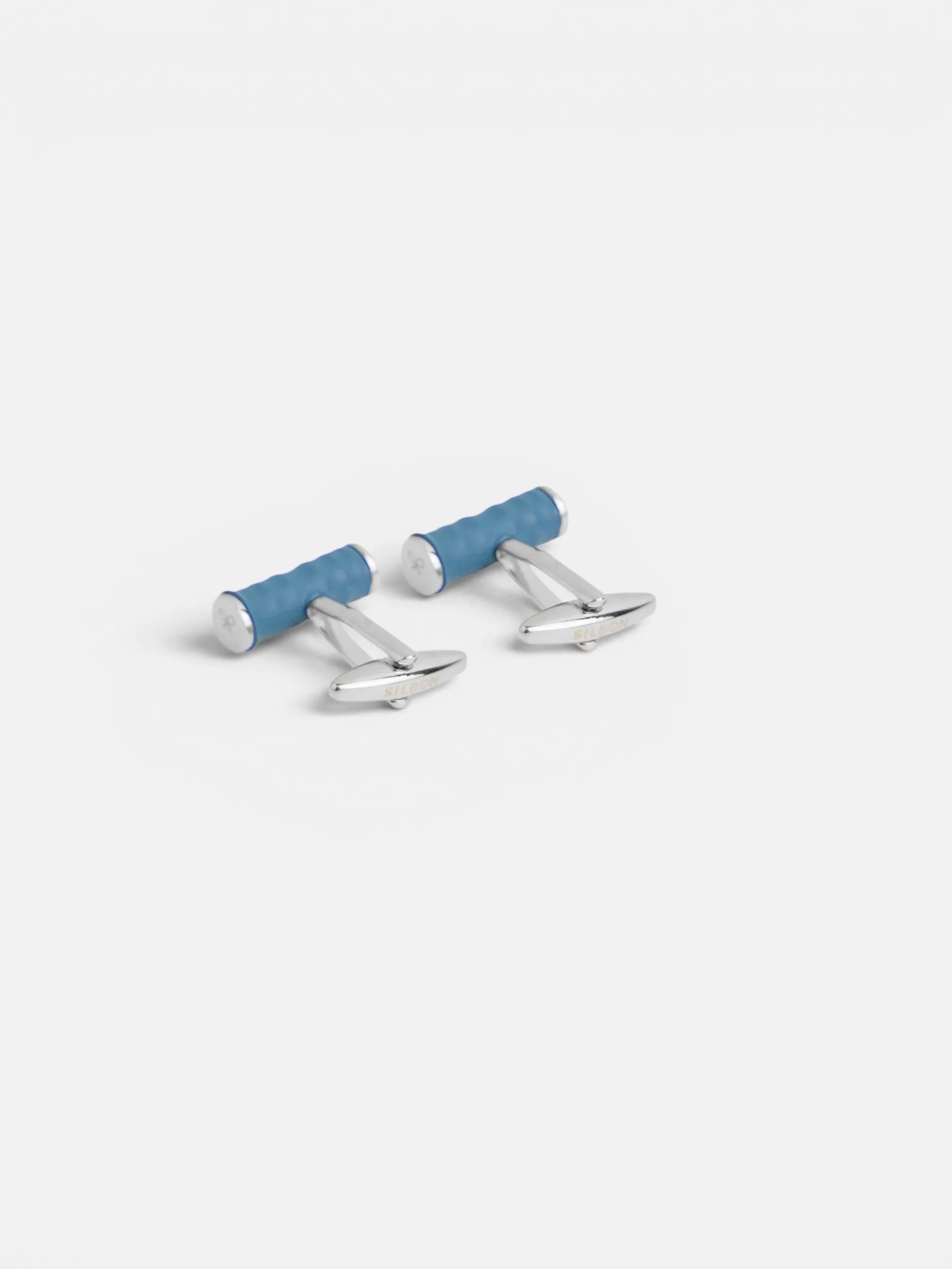 Navy blue racket handle cufflink sold by Silbon product image thumbnail 2
