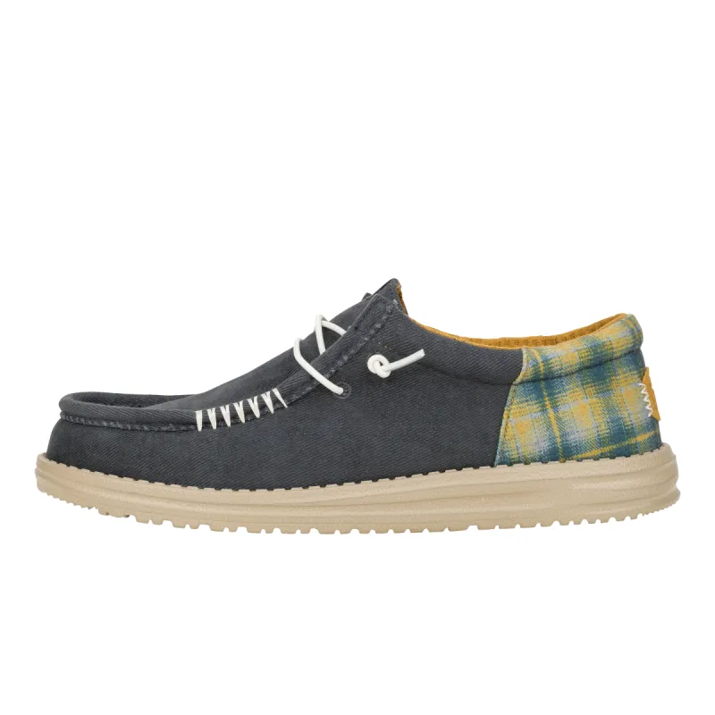 Wally Funk Waffle - Navy Plaid sold by Hey Dude