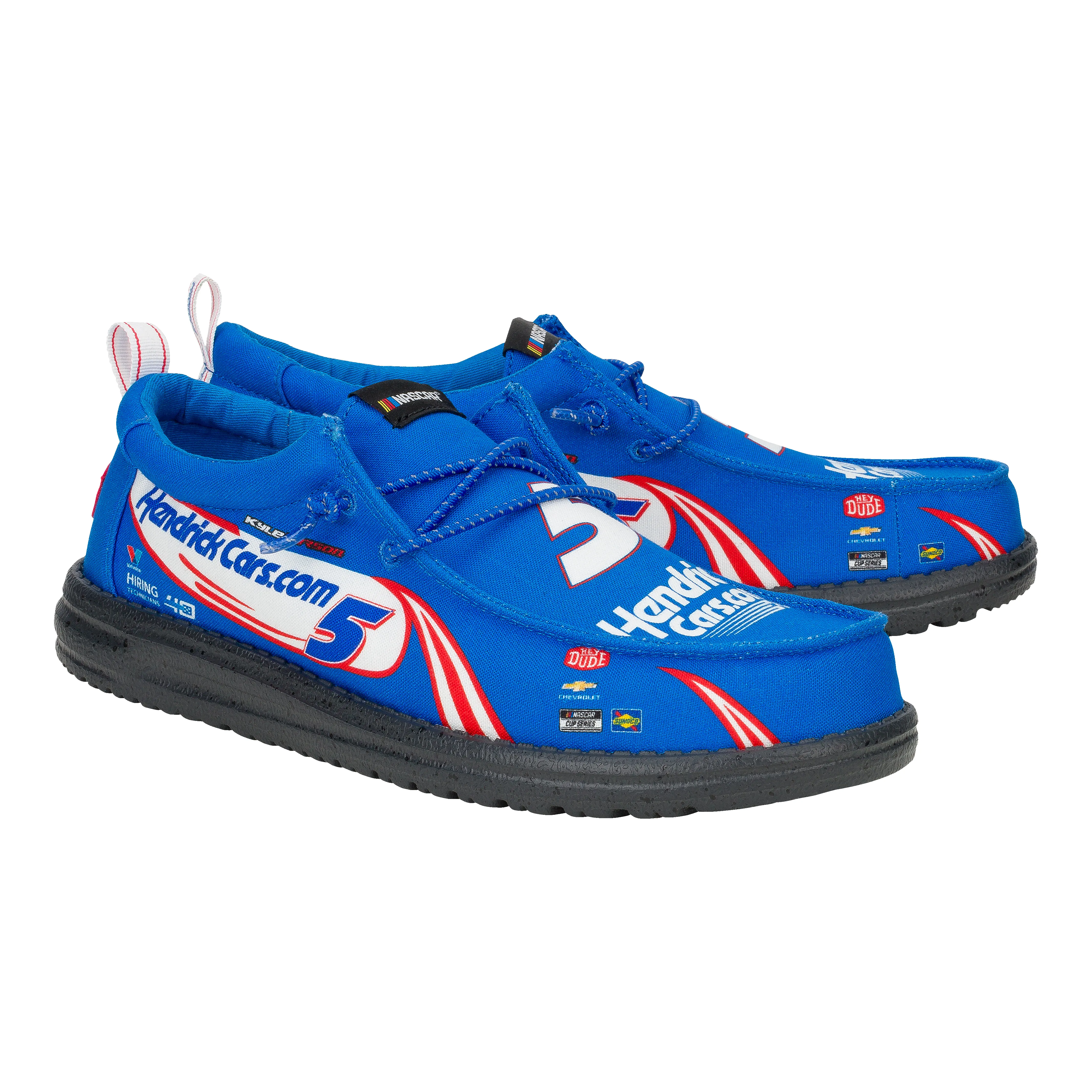 Hey Dude Wally NASCAR Kyle Larson Mens Size 12 Electric Blue Hendrick Cars No 5 What color blue is Kyle Larsons hendrick car? Thanks main image 3
