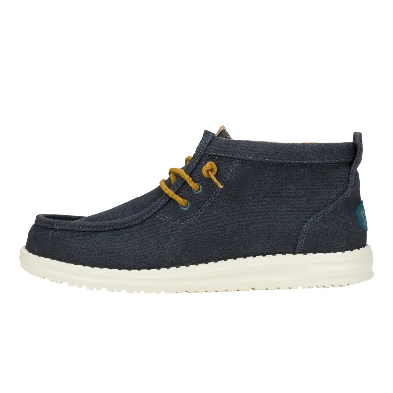 Wally Mid Waxed Canvas - Navy sold by Hey Dude