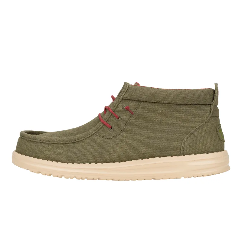 Wally Mid Waxed Canvas - Olive sold by Hey Dude