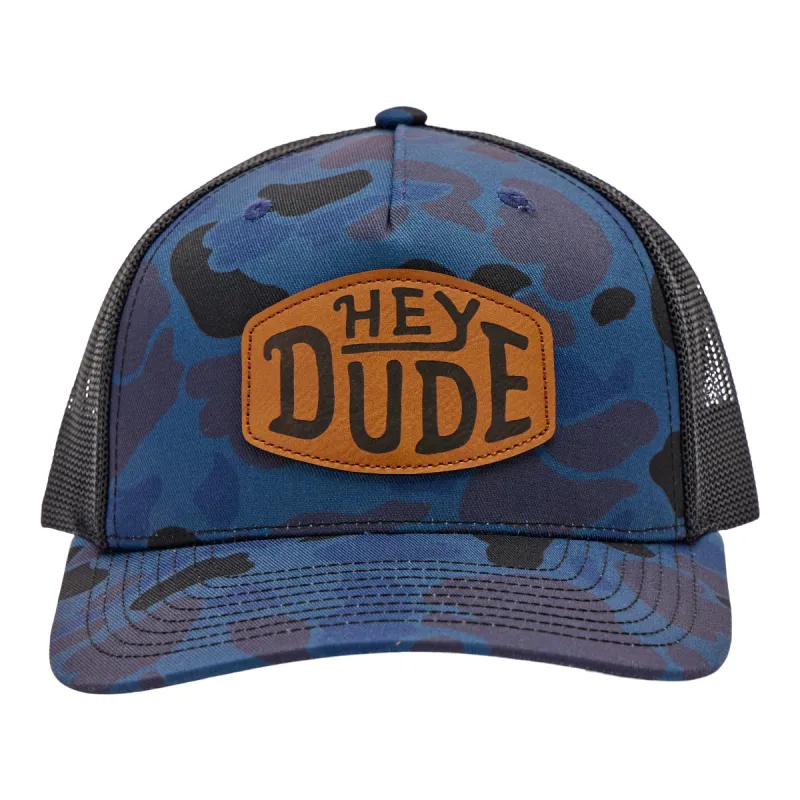 Leather Buckle Camo Trucker - Blue Camo sold by Hey Dude