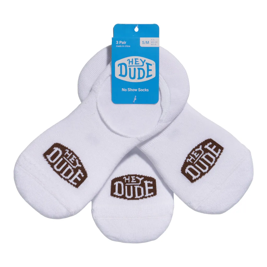 HEYDUDE No Show Sock 3 Pack - White sold by Hey Dude