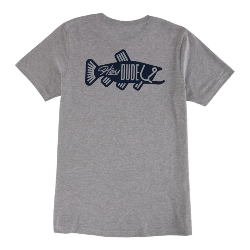 Good Vibes Big Trout Tee - Grey Heather sold by Hey Dude