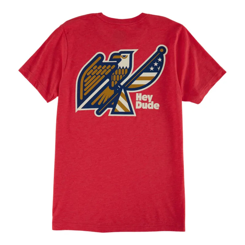 Good Vibes Eagle Flag Tee - Red sold by Hey Dude