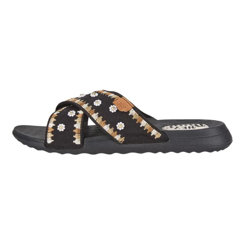 Christi Slide  Embroidered - Black sold by Hey Dude