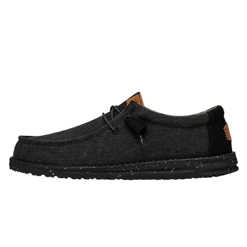 Wally Washed Canvas - Black/Black sold by Hey Dude