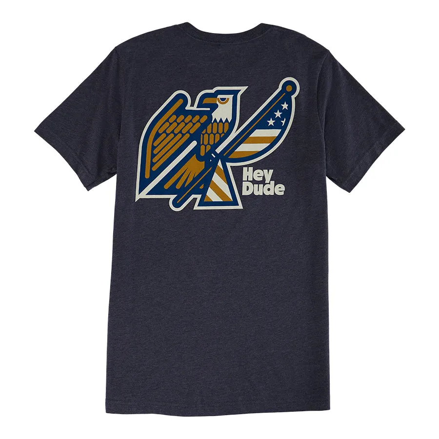 Good Vibes Eagle Flag Tee - Navy sold by Hey Dude