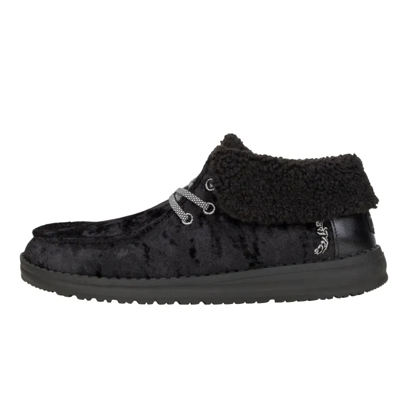 Wendy Fold Crushed Velvet - Black/Black sold by Hey Dude