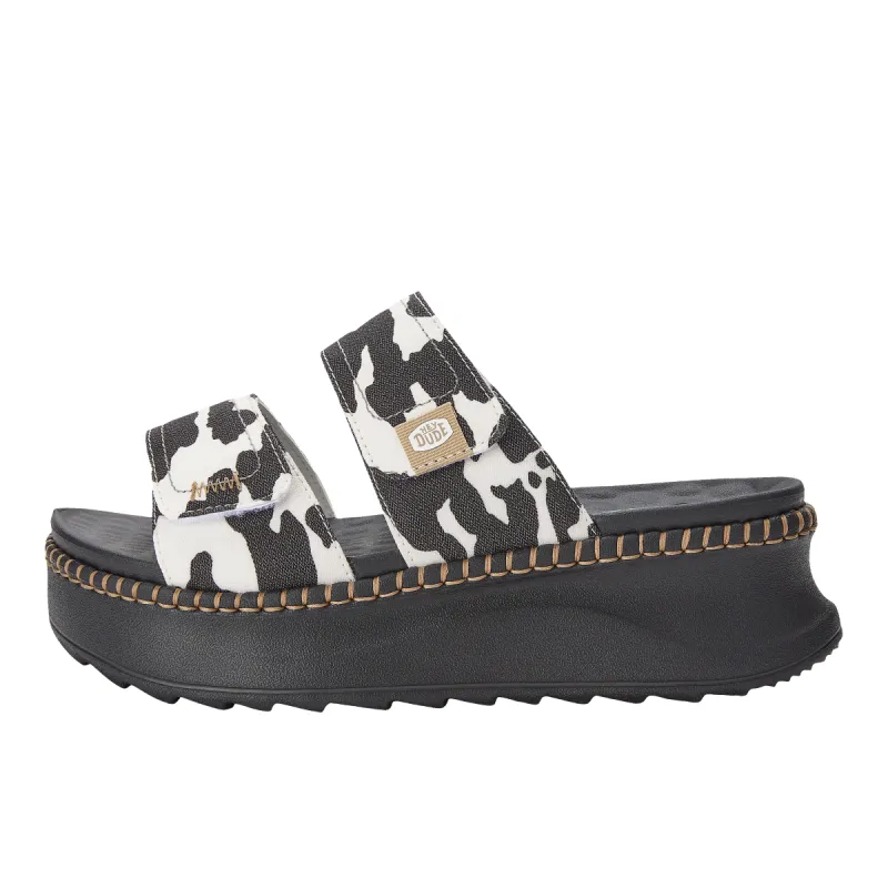 Delray Slide Whipstitch - Black/Cow sold by Hey Dude