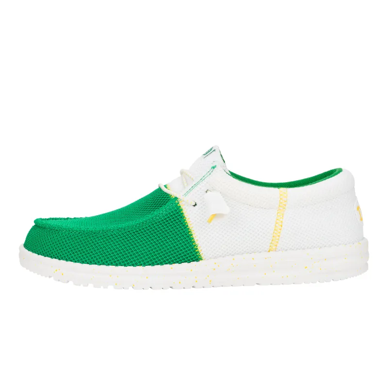 Wally Tri Varsity Mesh - White/Green sold by Hey Dude