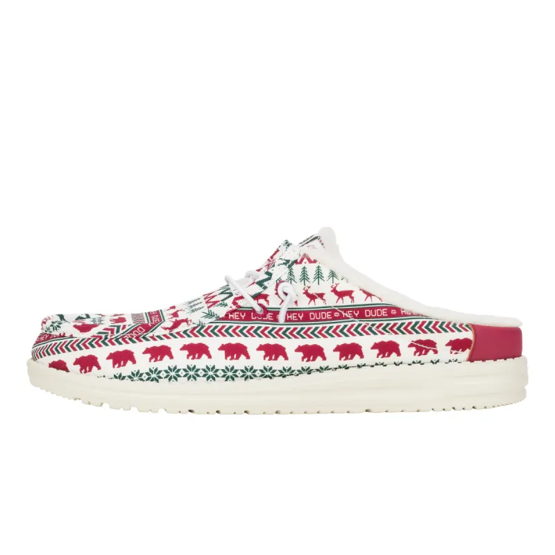 Wally Slip Holiday Cheers - Holiday White/Red sold by Hey Dude