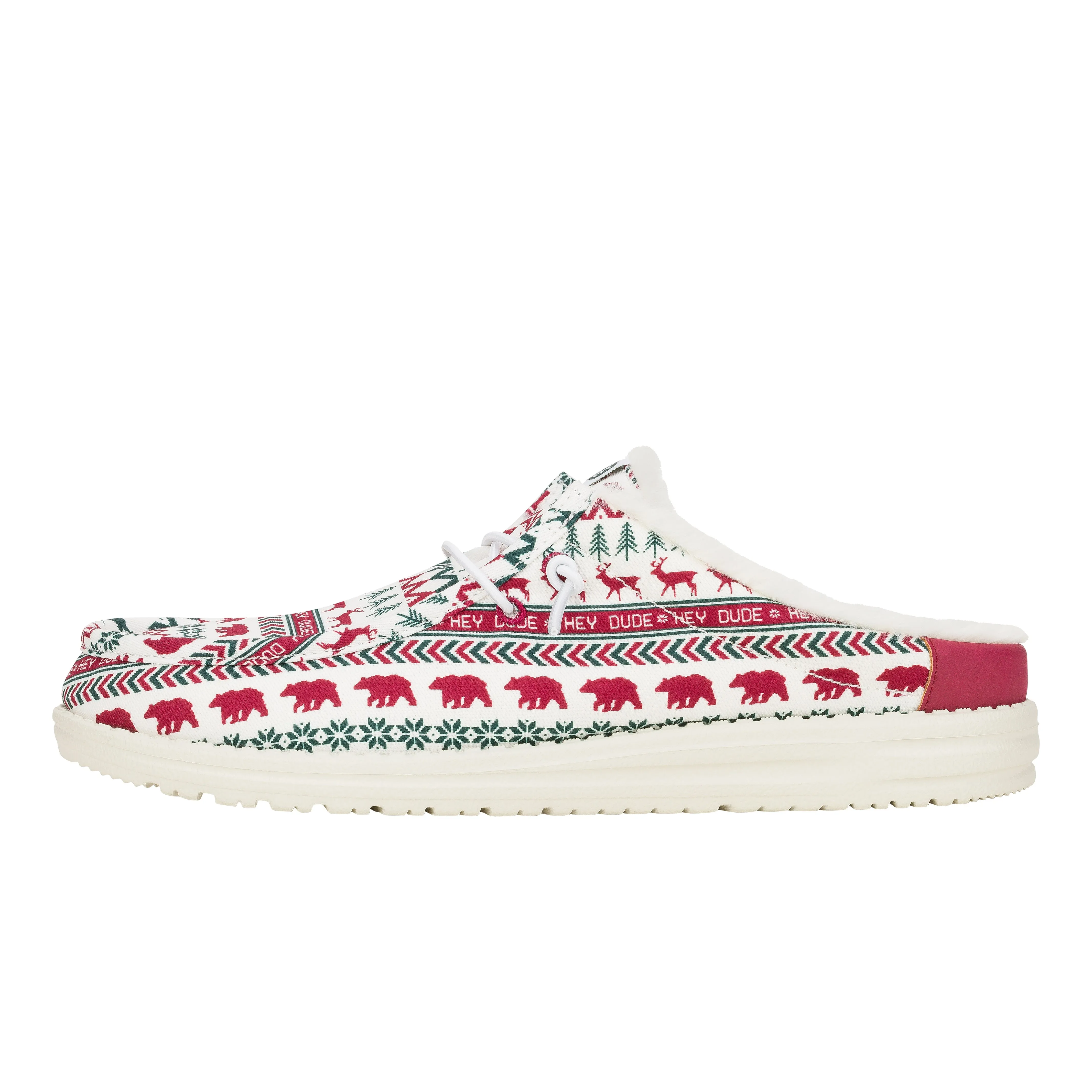 Wally Slip Holiday Cheers - Holiday White/Red sold by Hey Dude