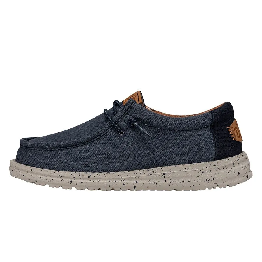 Wally Youth Washed Canvas - Navy sold by Hey Dude