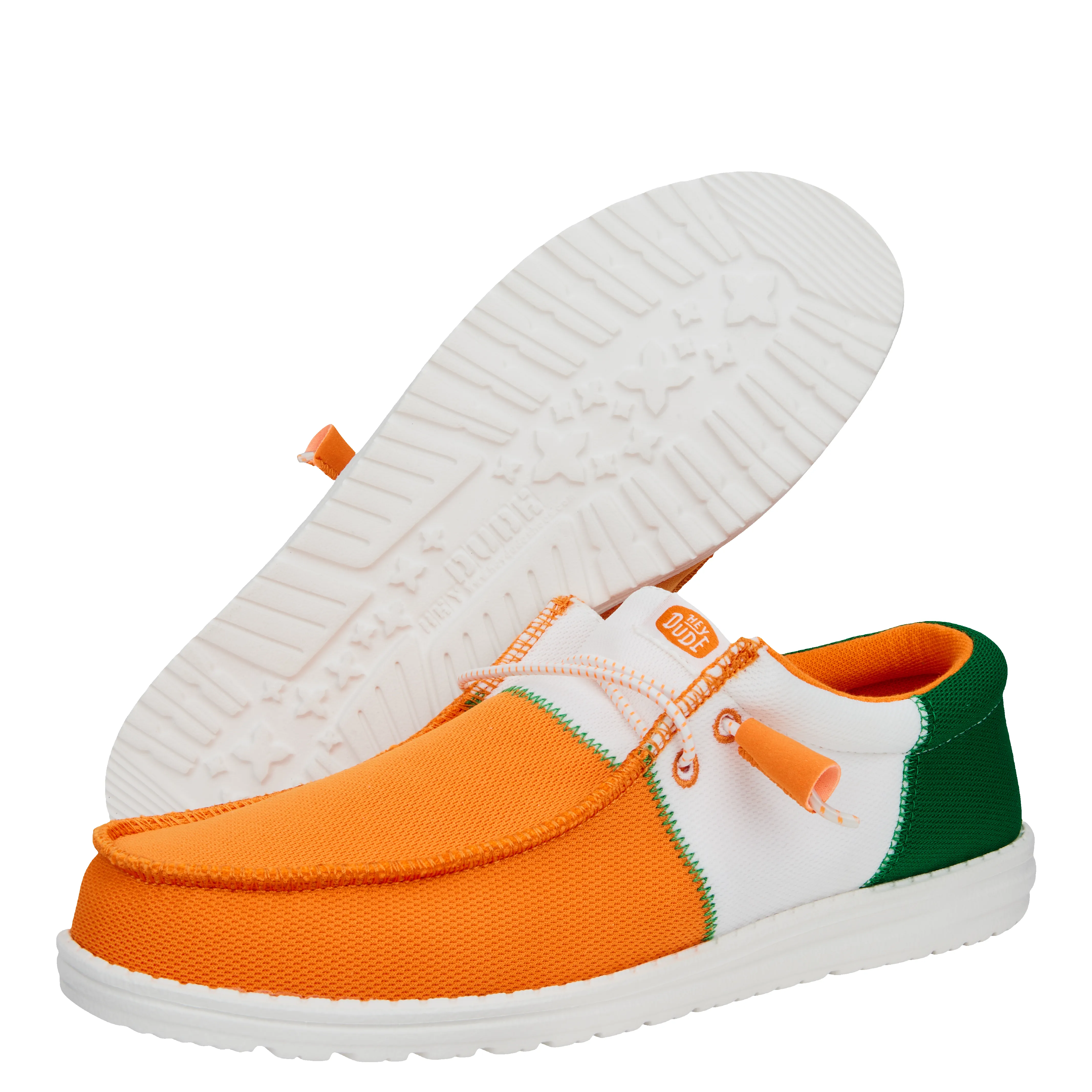 Hey Dude Mens Wally Tri Varsity Orange White Navy Slip-On Knit Sneakers Orange Heydude Mens Wally Slip On Sneaker | Rack Room Shoes main image 2