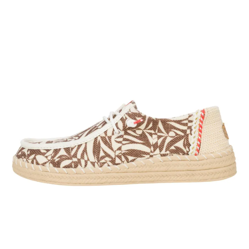 Wendy Espadrille Retro Palm - Downtown Brown/Egret sold by Hey Dude