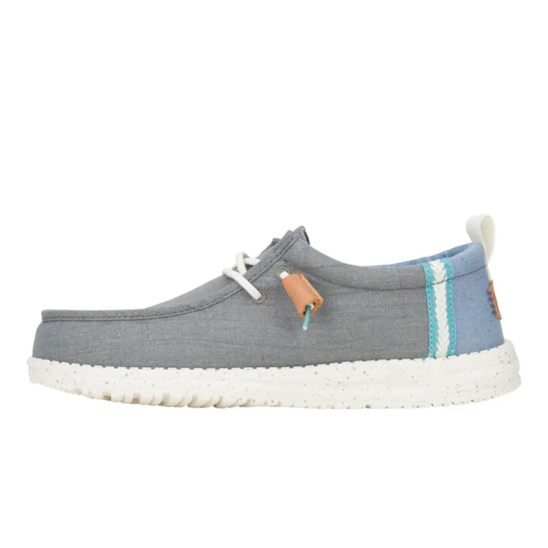 Wally Summer Linen - Monument Grey/Faded Denim sold by Hey Dude