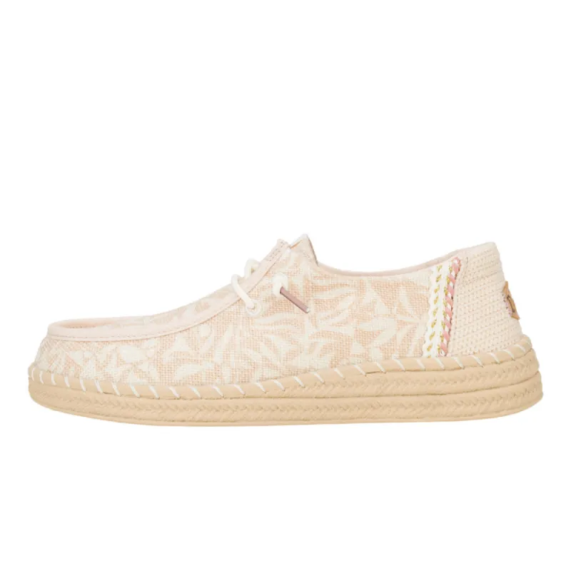 Wendy Espadrille Retro Palm - Pale Pink/White sold by Hey Dude