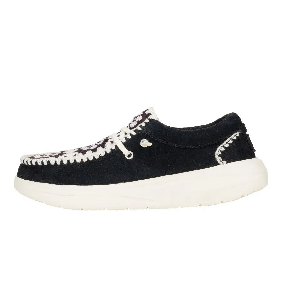 Wendy Comf Suede Crochet - Black/Multi sold by Hey Dude