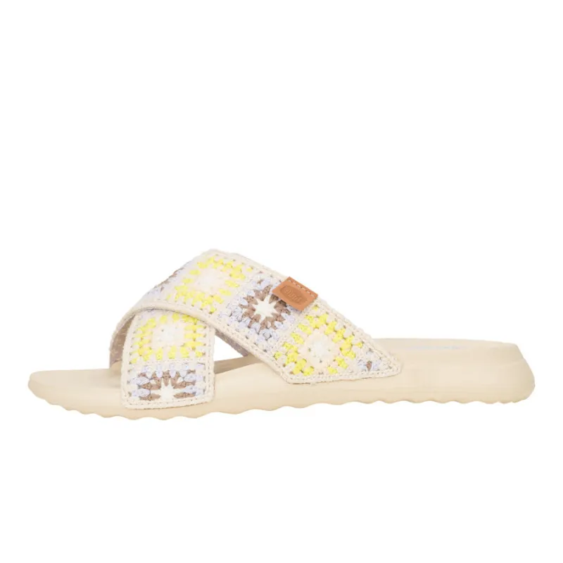 Christi Slide Cottage Crochet - Egret/Lavender/Multi sold by Hey Dude