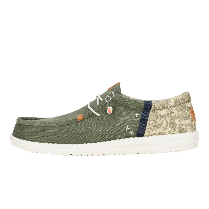 Wally Funk Paisley - Dusty Olive/Paisley Stripe sold by Hey Dude