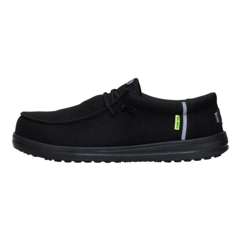 Wally Work Comp Toe - Black/Black sold by Hey Dude