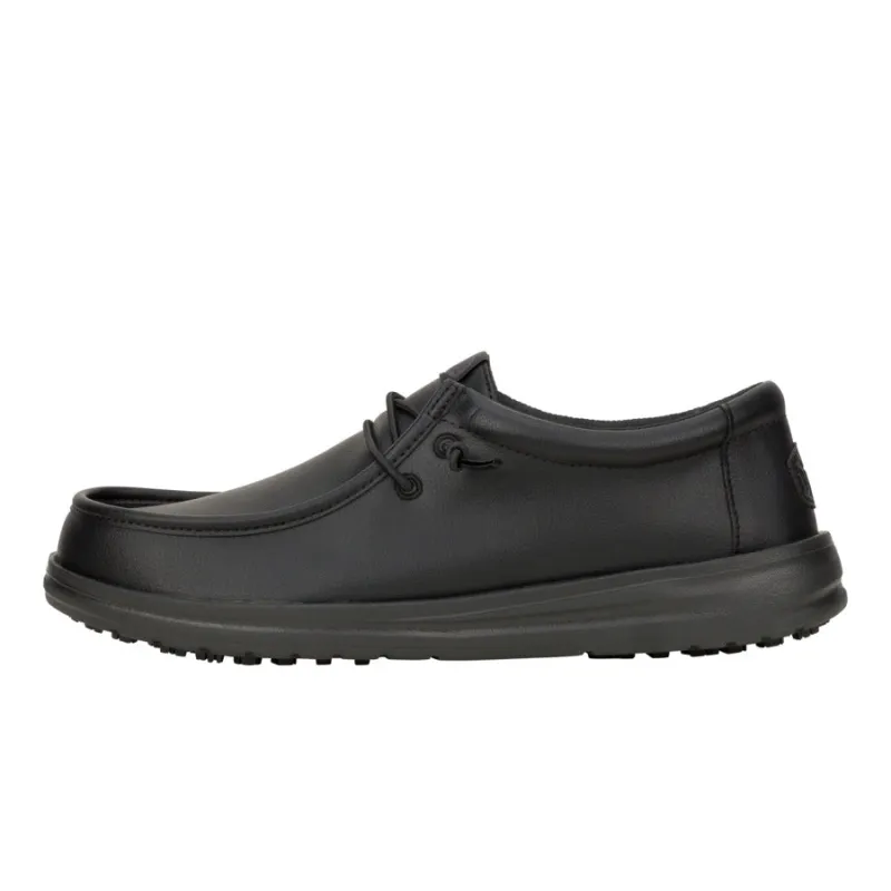 Wally Work CE Classic Slip Resistant Wide - Black sold by Hey Dude