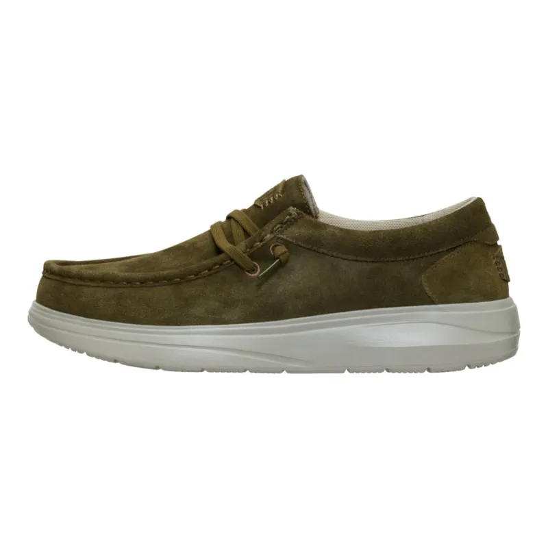 Wally Comf Suede - Dark Olive/Stone Grey sold by Hey Dude