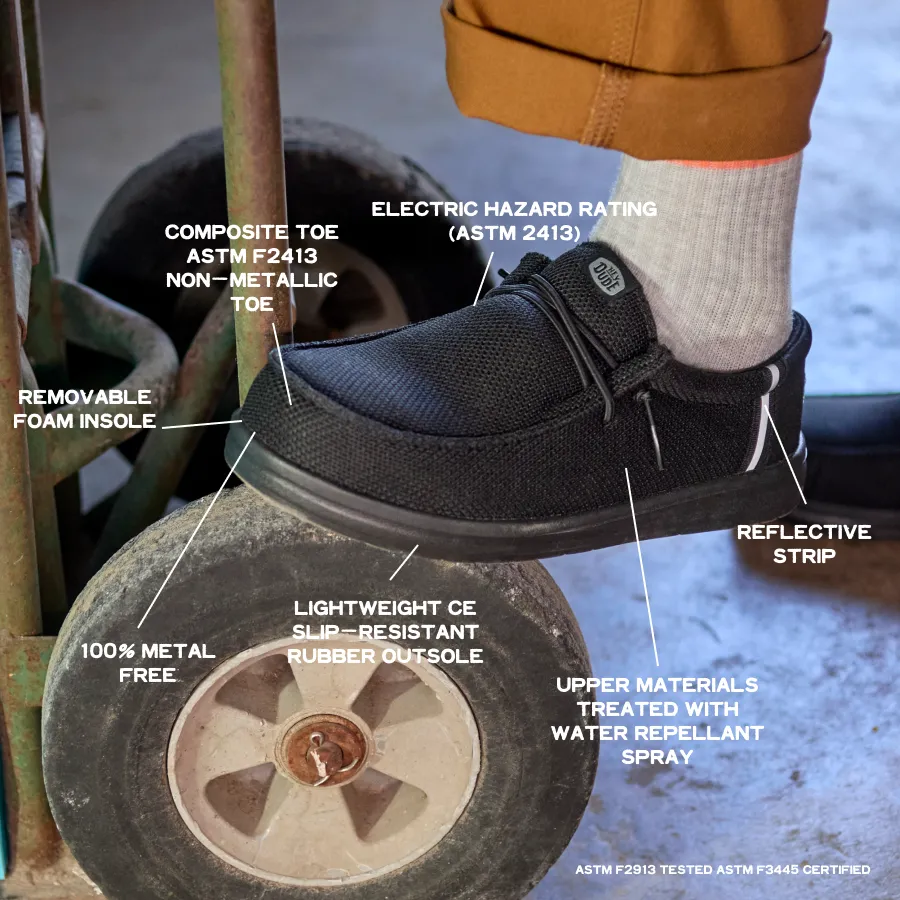 Wally Work Comp Toe Wide - Black/Black sold by Hey Dude product image thumbnail 2