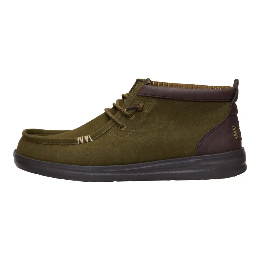 Wally Mid Gripr Vin Classic - Dark Olive/Mole Brown sold by Hey Dude